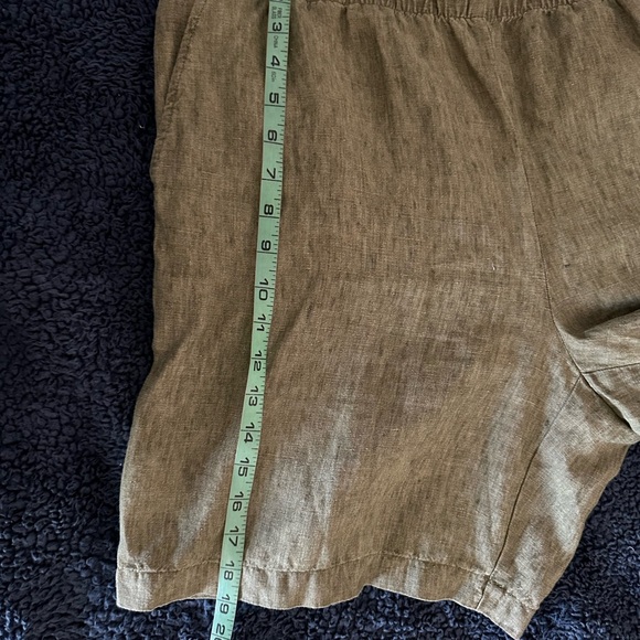 EILEEN FISHER Olive Green Classic LINEN Bermuda Shorts 8” Inseam “XL” - Picture 8 of 16